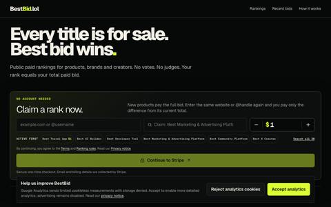 BestBid.lol — Every title is for sale — screenshot