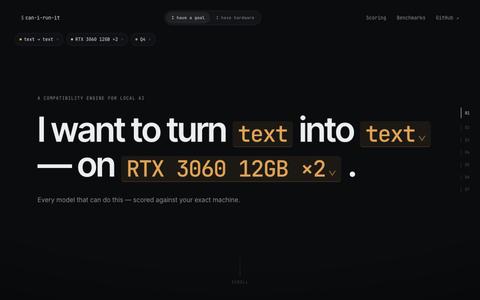 Can I Run It — A compatibility engine for local AI — screenshot
