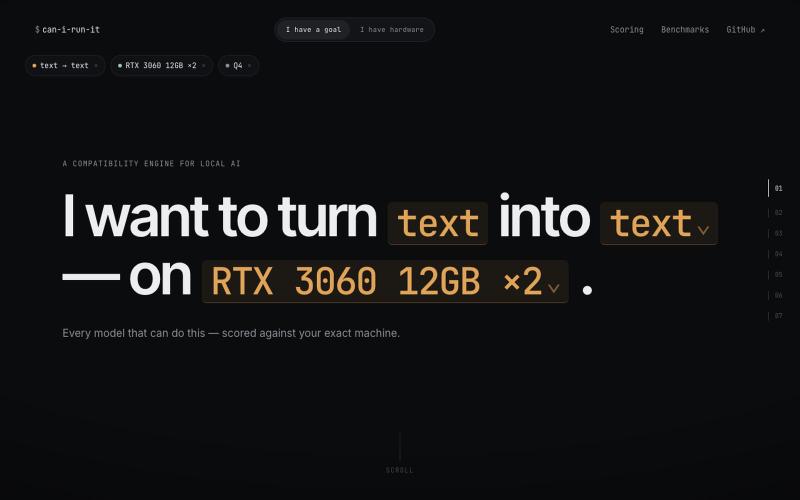 Can I Run It — A compatibility engine for local AI — screenshot