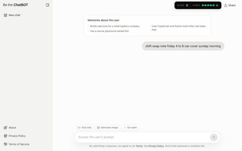Be the ChatBOT — screenshot