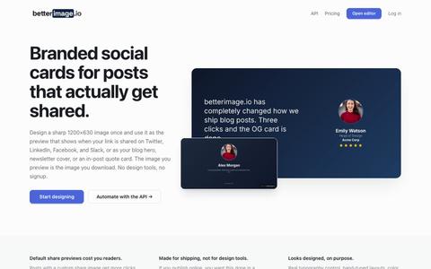 Free Social Card Generator | betterimage.io — screenshot
