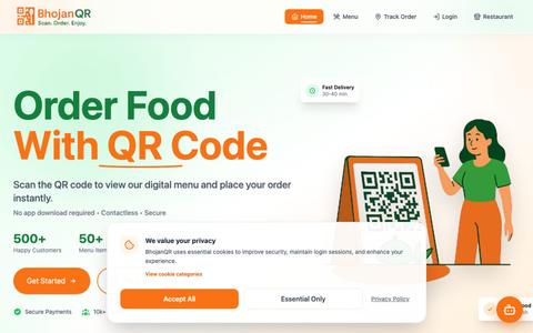 BhojanQR - Digital Menu & Smart Ordering System — screenshot