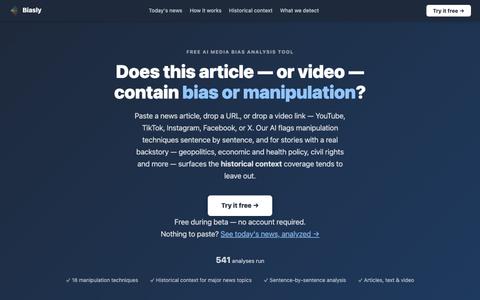 Biasly — AI-Powered Media Bias & Manipulation Detector — screenshot