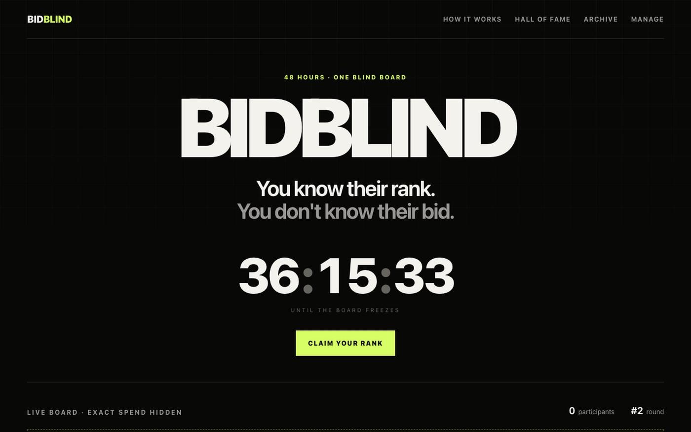 BidBlind — You know their rank. Not their bid. — screenshot