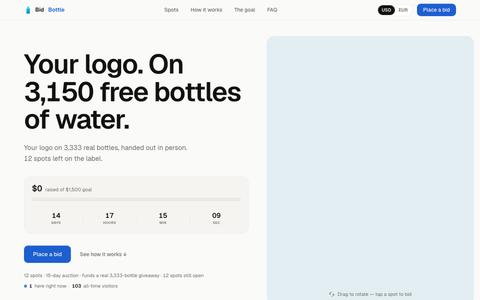 Bid Bottle — Live Water Bottle Label Auction — screenshot