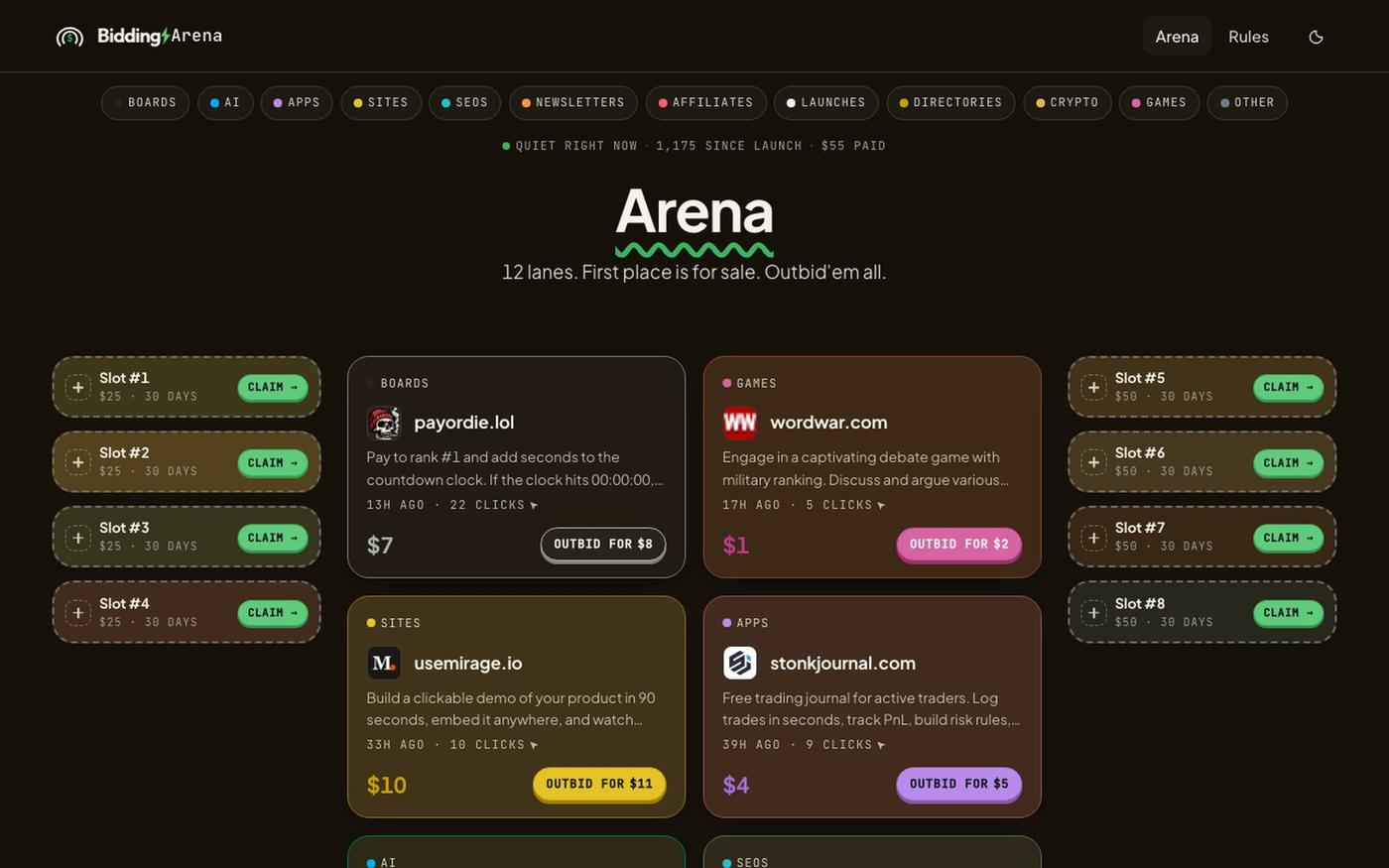 Bidding Arena — screenshot
