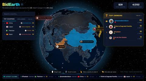 BidEarth — The world is for sale — screenshot