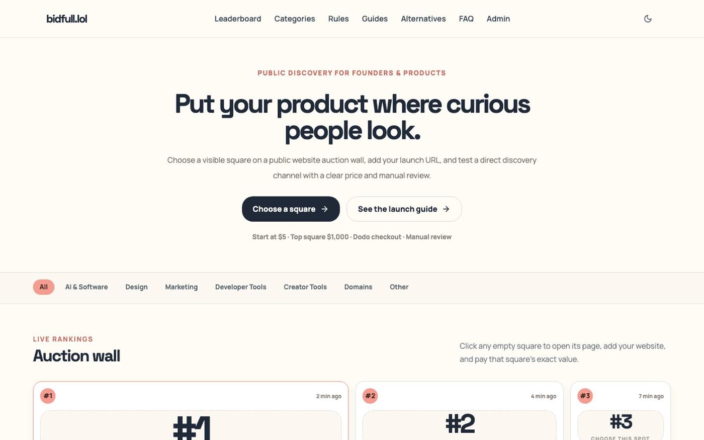 Outbid.lol Alternative | bidfull.lol Website Auction — screenshot