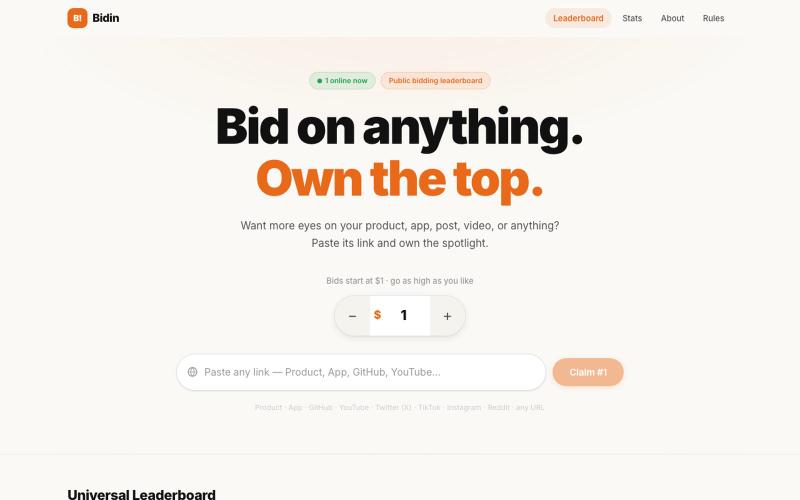 Bidin — screenshot