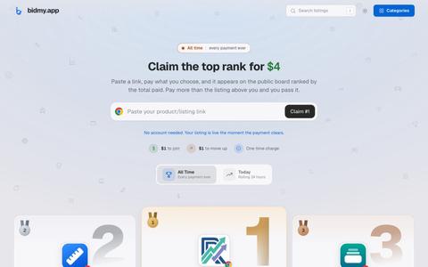 bidmy.app - the leaderboard you pay to be on — screenshot