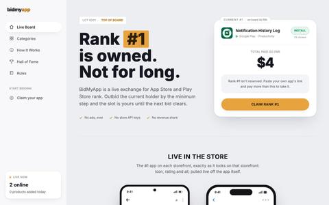 BidMyApp: Rank goes to the highest payer — screenshot