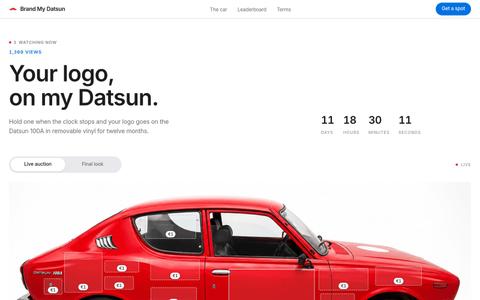 Brand My Datsun: advertising space on a 1974 Datsun 100A — screenshot