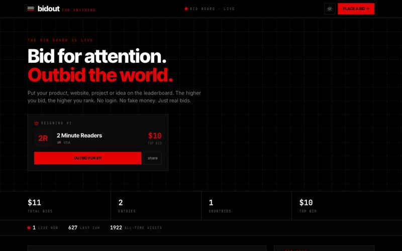 BidOut — Bid for attention — screenshot