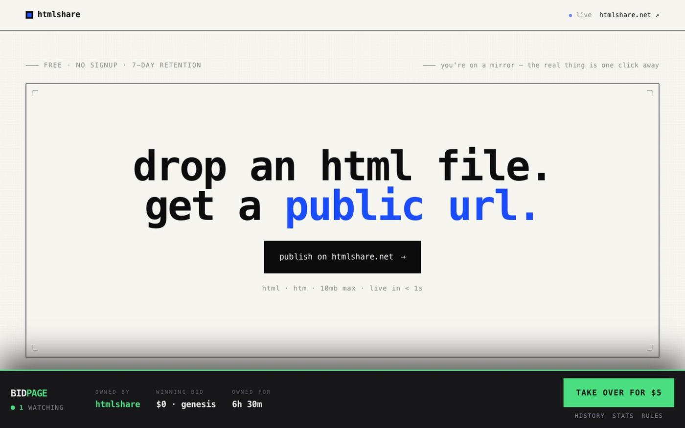 BidPage.lol — this website is for sale for $5 — screenshot