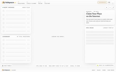 Bidspace Pixel Wall | Claim Permanent Brand Space — screenshot