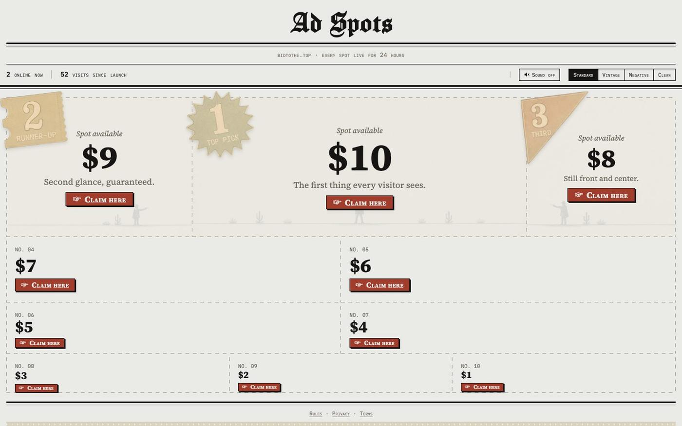 Today's Ad Spots — screenshot