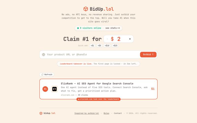 BidUp.lol | Pay to Rank — screenshot