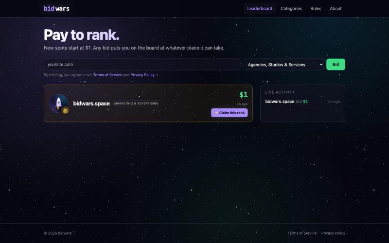 bidwars: pay to rank — screenshot