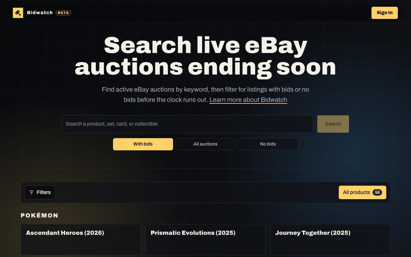 Bidwatch — screenshot