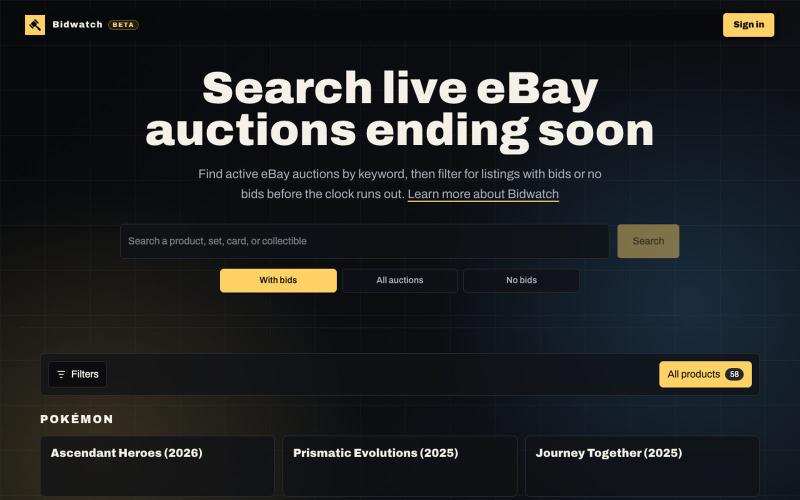 Bidwatch — screenshot