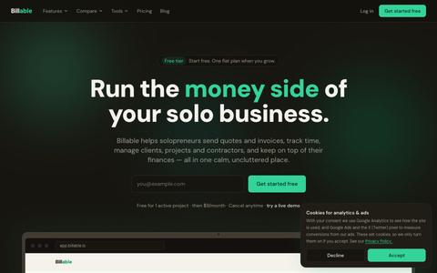 Billable — invoicing & finances for solopreneurs — screenshot