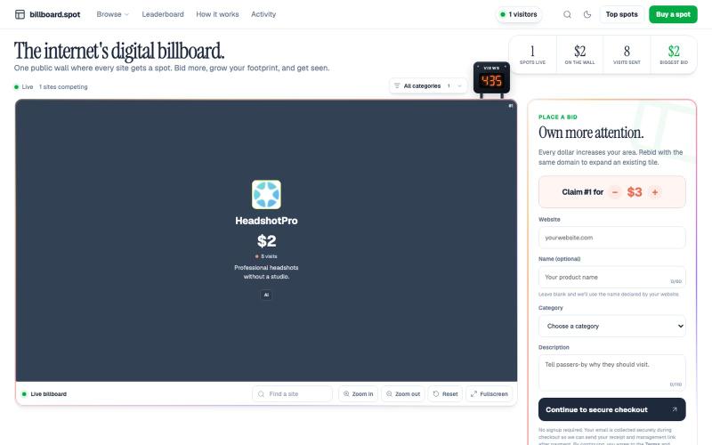 billboard.spot — The internet's digital billboard — screenshot