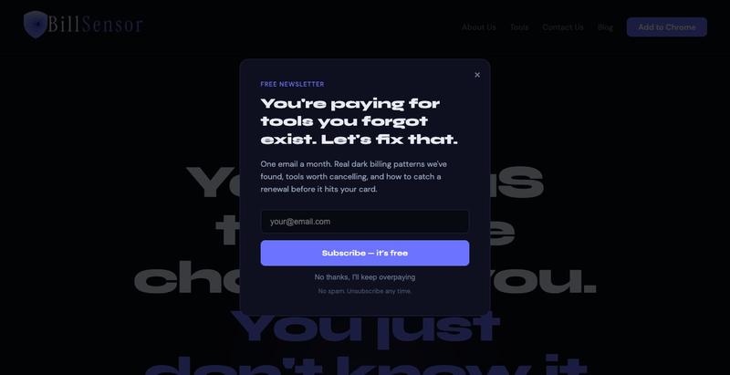 BillSensor — Stop Surprise SaaS Charges — screenshot