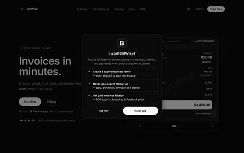 BillWise — Invoice Software for Freelancers & Startups | Free + NGN Plans — screenshot