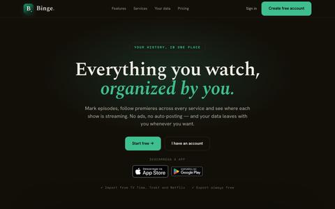 Binge — Tudo o que assistes, organizado por ti — screenshot