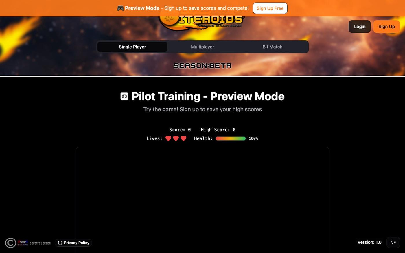 Biteroids - Asteroids Bitcoin Arcade — screenshot