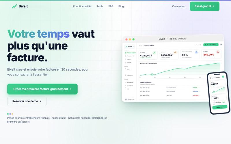 Bivalt — Facturation en ligne pour auto-entrepreneurs — screenshot