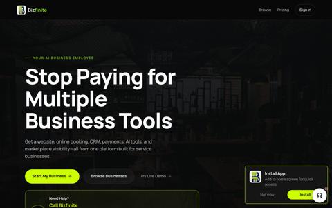 Bizfinite — All-in-one platform for service businesses — screenshot