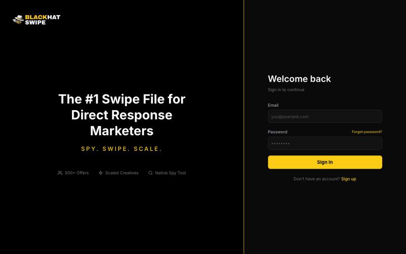 Black Hat Swipe — screenshot