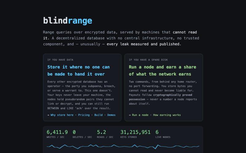 blindrange — range queries over encrypted data on blind nodes — screenshot
