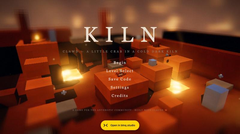 KILN — a voxel platformer starring Clawd, Anthropic's crab 🦀 — screenshot