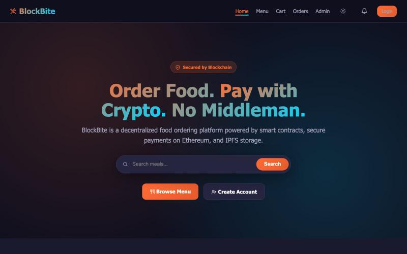 BlockBite — Blockchain Food Ordering — screenshot