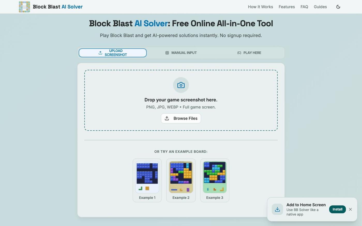 Block Blast AI Solver - Play and Solve Block Blast Free Online — screenshot