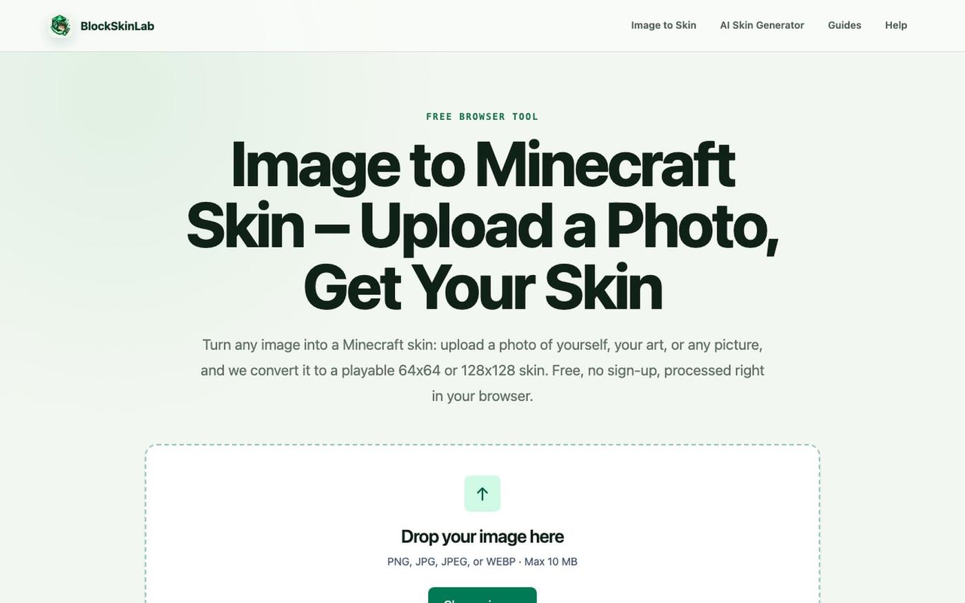 Image to Minecraft Skin – Free Photo & Picture to Skin Maker — screenshot