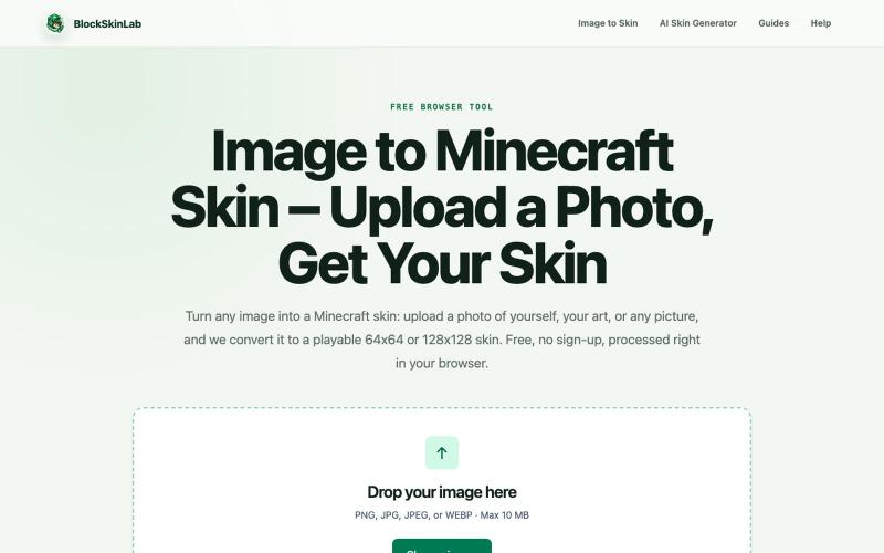 Image to Minecraft Skin – Free Photo & Picture to Skin Maker — screenshot