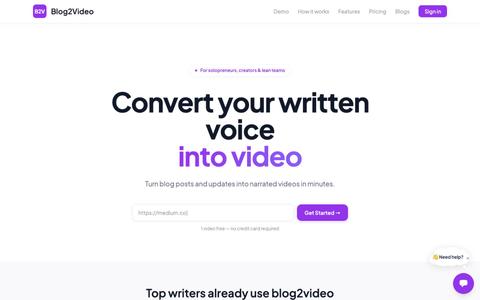 Turn Blog Posts Into Videos | Blog2Video — screenshot