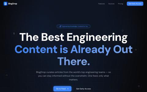 BlogDrop — Every Engineering Blog. One Feed. — screenshot