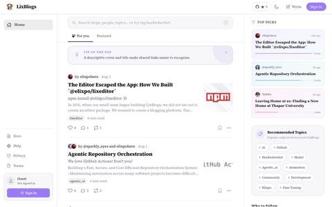 LixBlogs: Read, write and publish beautifully — screenshot