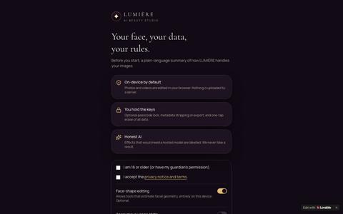 LUMIÈRE — On-device AI Beauty Studio — screenshot