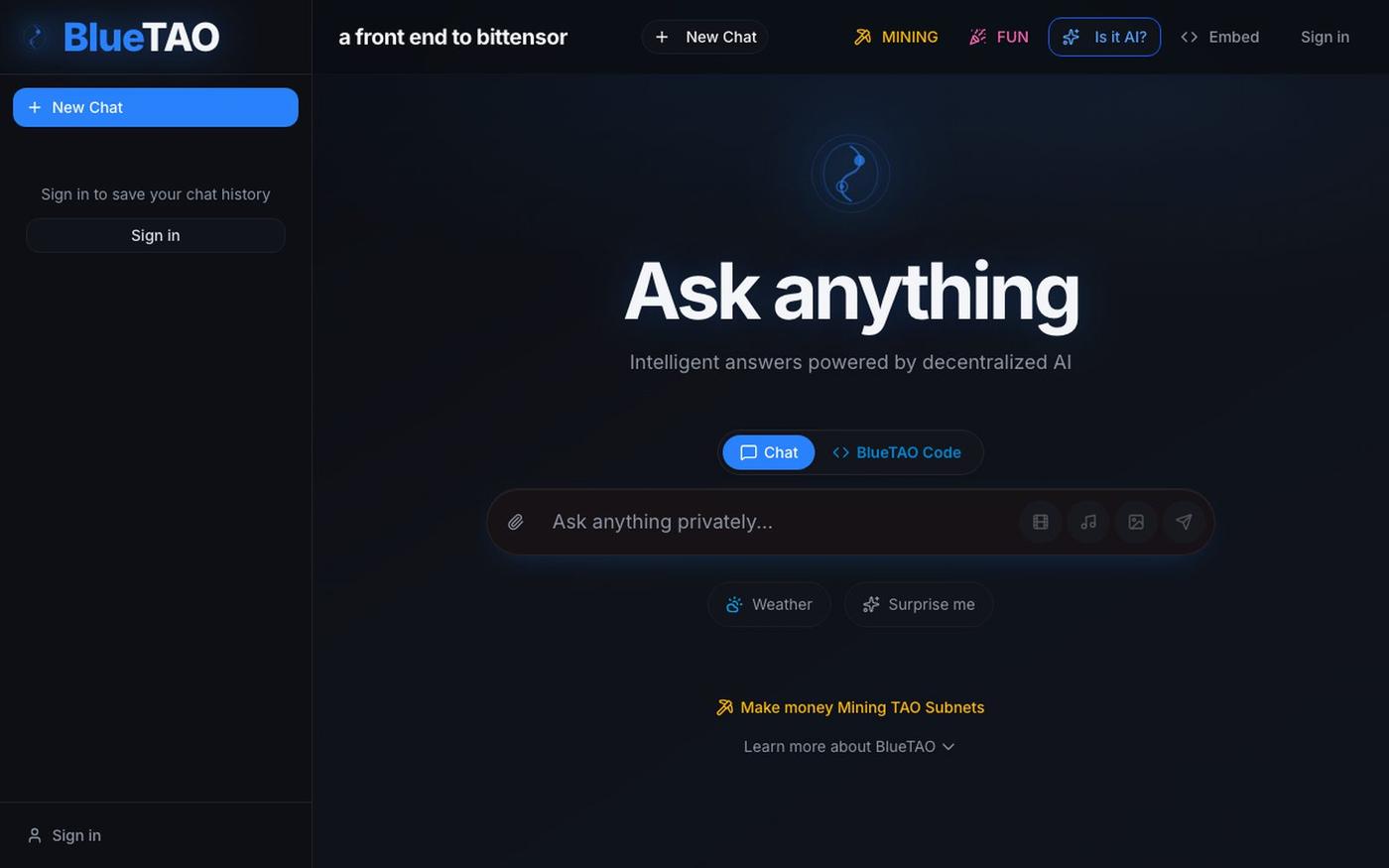 BlueTAO — screenshot