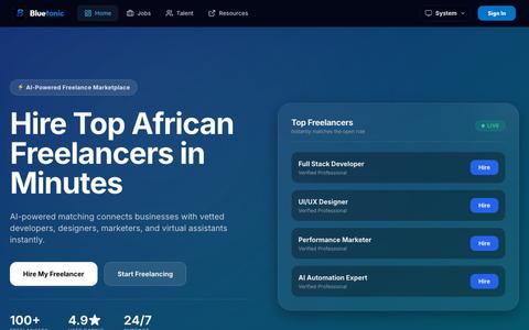 Bluetonic | Africa’s High-Trust Freelancing Ecosystem — screenshot