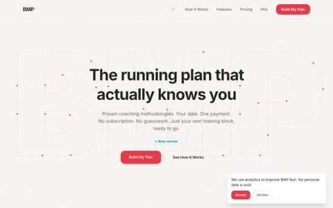 BMP | Build My Plan | Evidence-Based Running Plans — screenshot