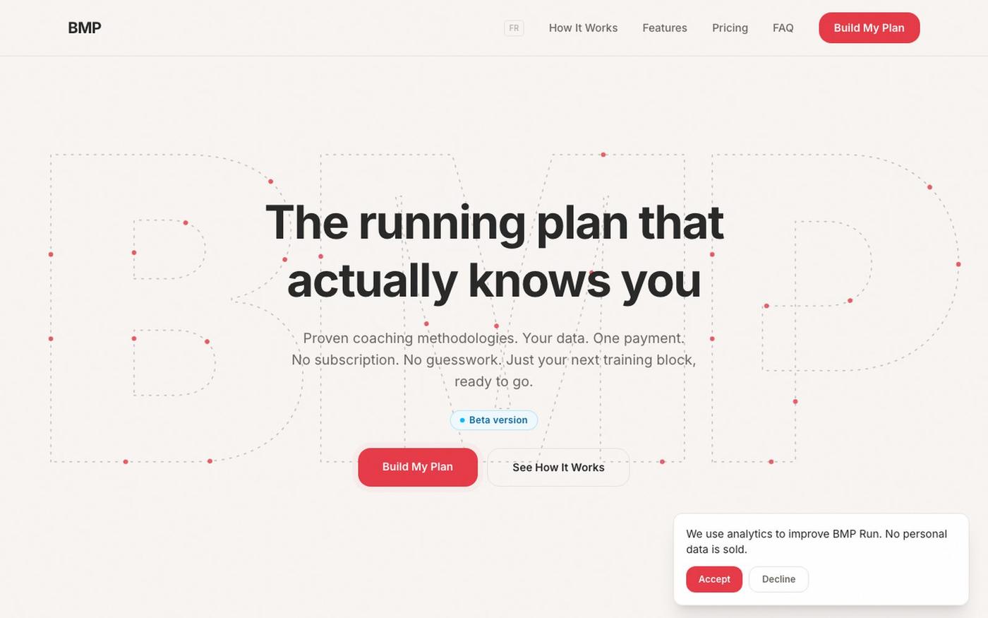 BMP | Build My Plan | Evidence-Based Running Plans — screenshot