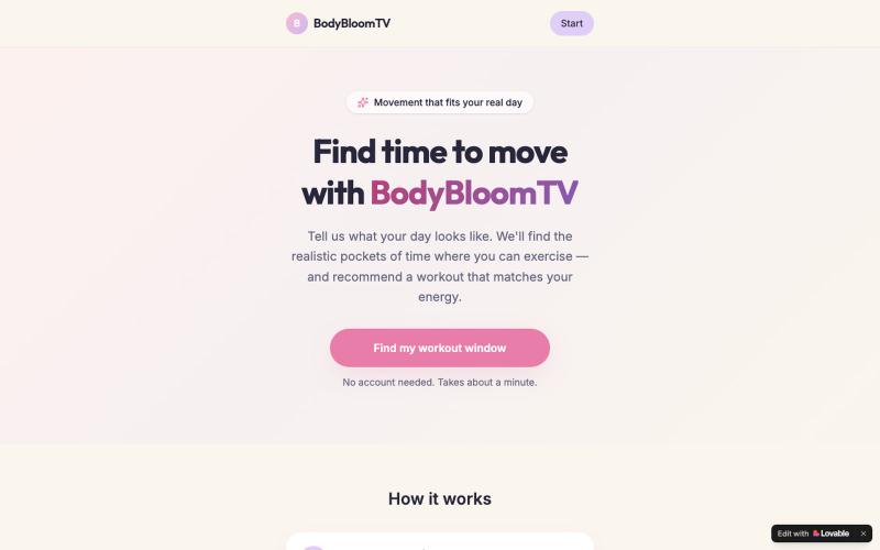 BodyBloomTV — Find time to move — screenshot