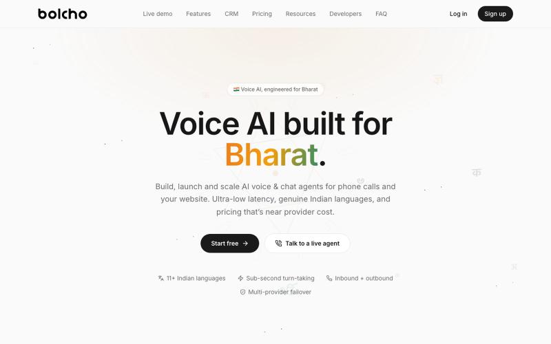 Bolcho — Voice AI for Bharat — screenshot
