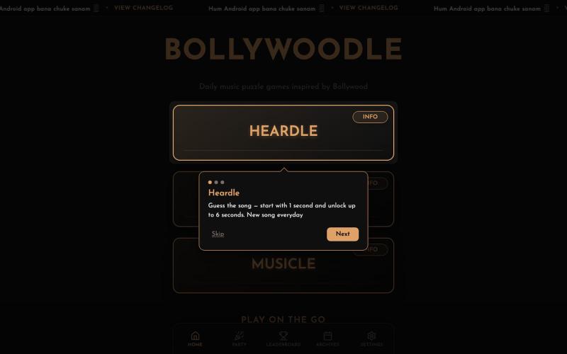 Bollywoodle | Daily Bollywood Music Guessing Game — screenshot